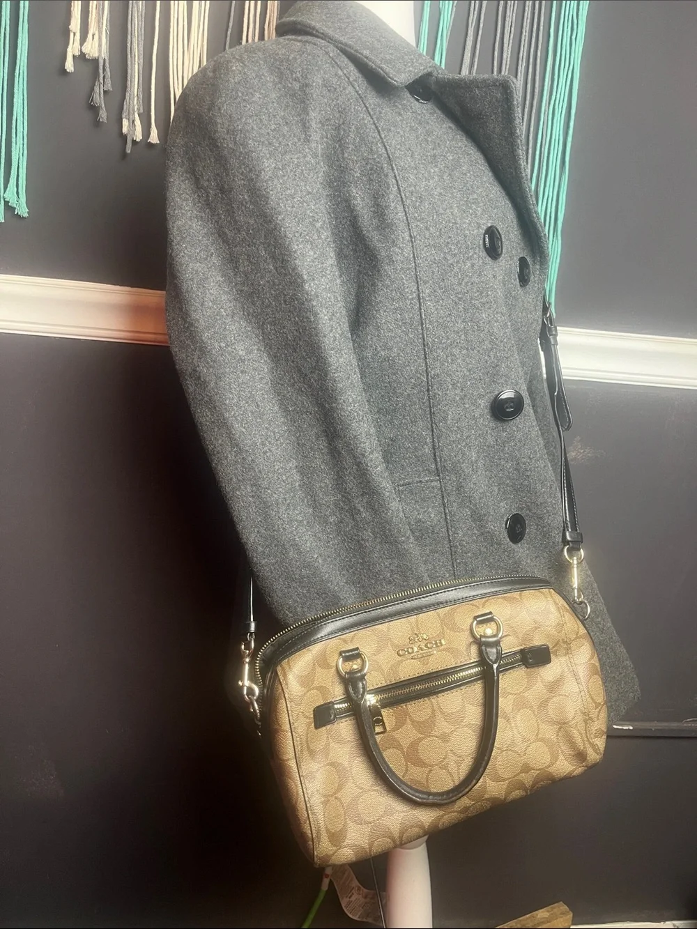 Coach Rowan Satchel and Matching Wallet in Signature Canvas and Black